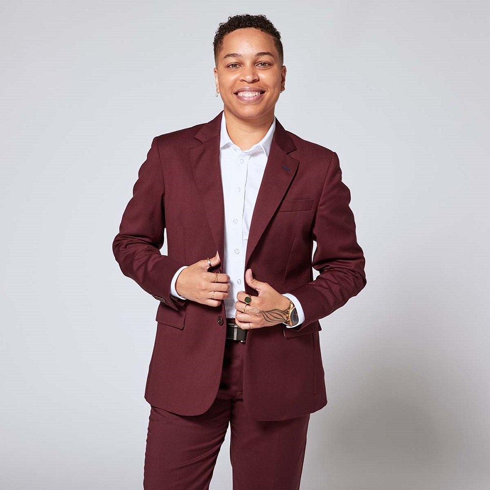 burgundy suit