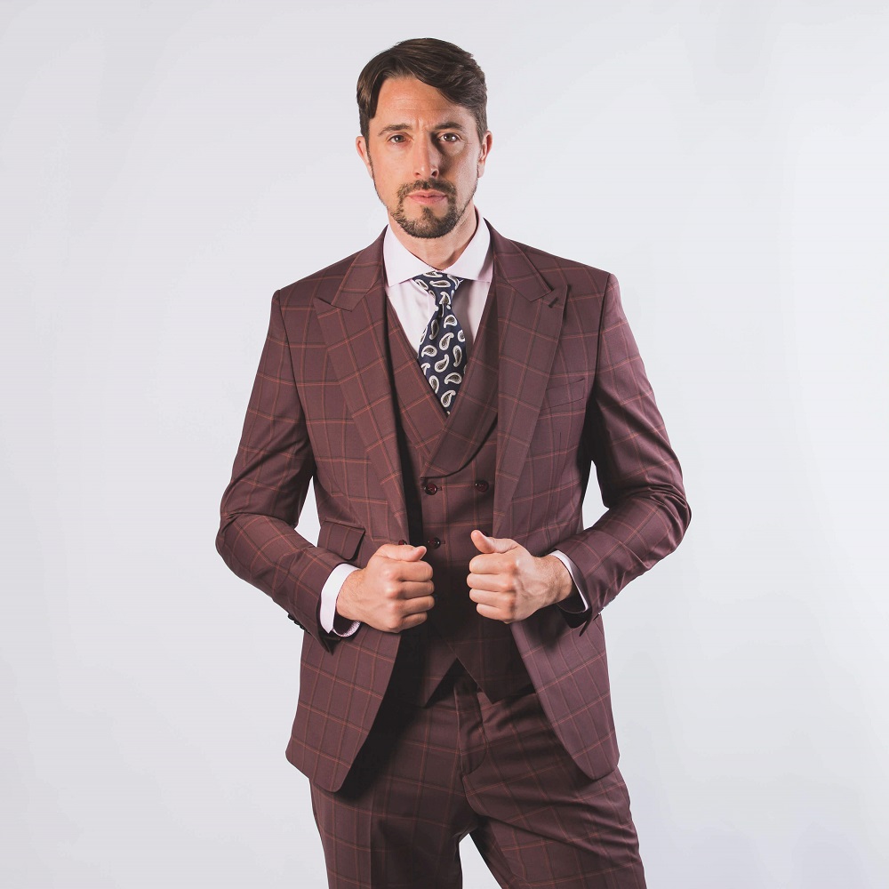 burgundy suit