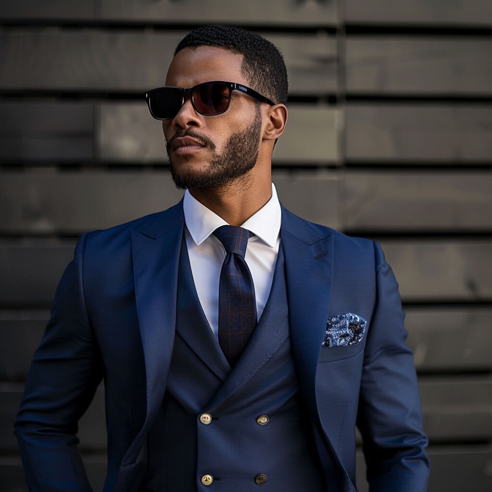 blue suit