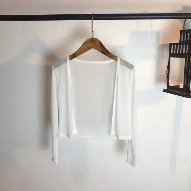 cropped white cardigan