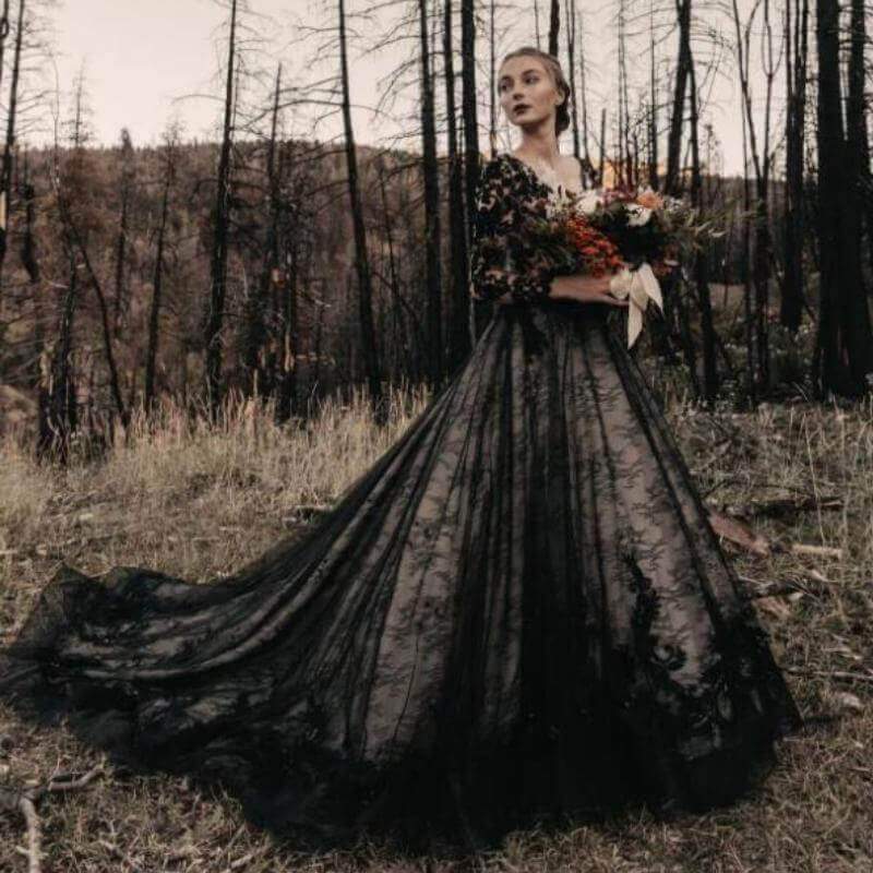 black wedding gown